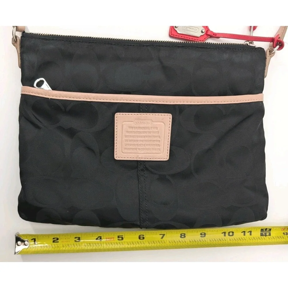 Coach Black Heritage Signature Weekend Nylon Crossbody Logo Limited Red Details